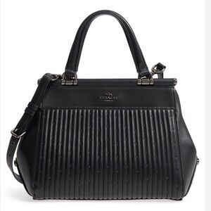 Coach Elegant Black Ribbed Satchel